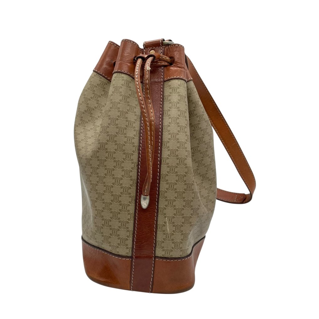 Céline - Macadam Pattern Drawstring Shoulder Bag Vintage PVC Leather Bucket Bag - Shoulder bag #4.3