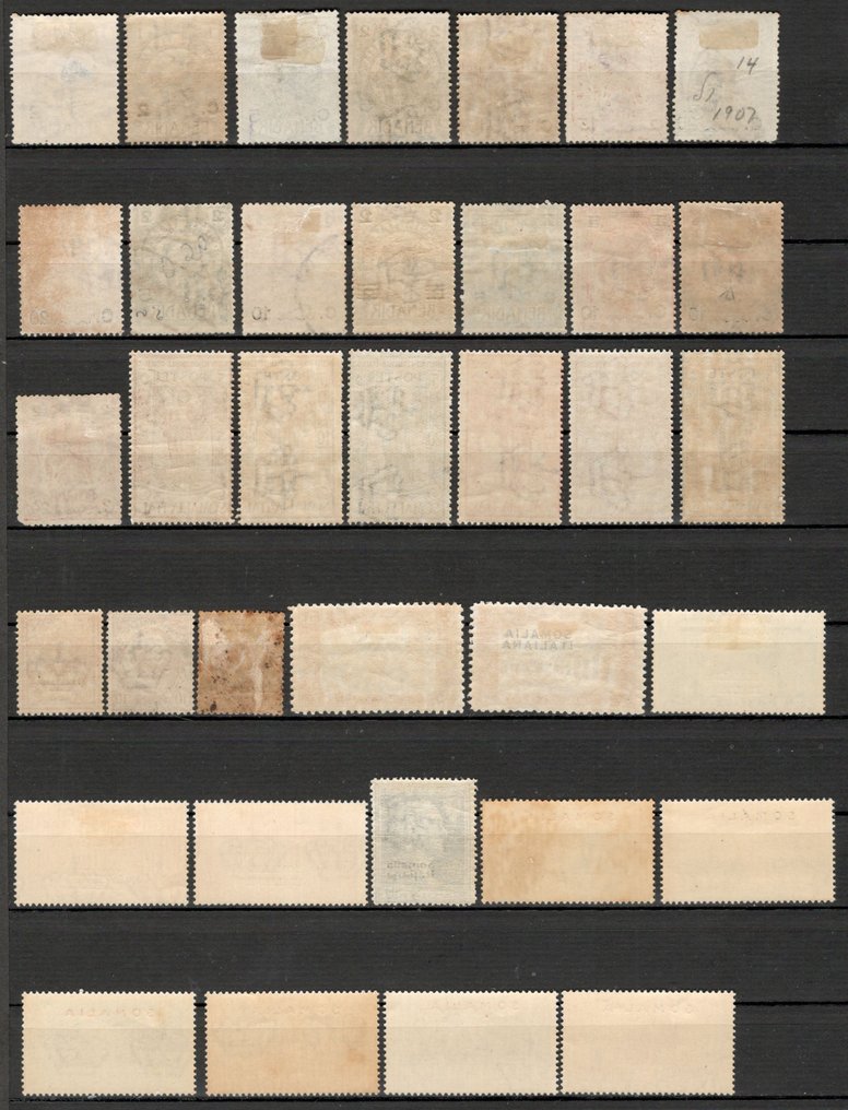 意屬索馬里 1906/1938 - 意大利索马里：75枚邮票的小收藏 - 无底价 - Sassone #1.0