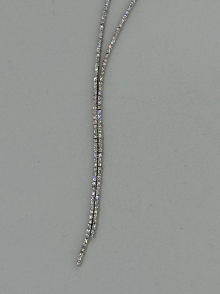 贴颈项链 - 18K包金 白金 -  0.90ct. tw. 钻石 (天然)  - 钻石 #1.0