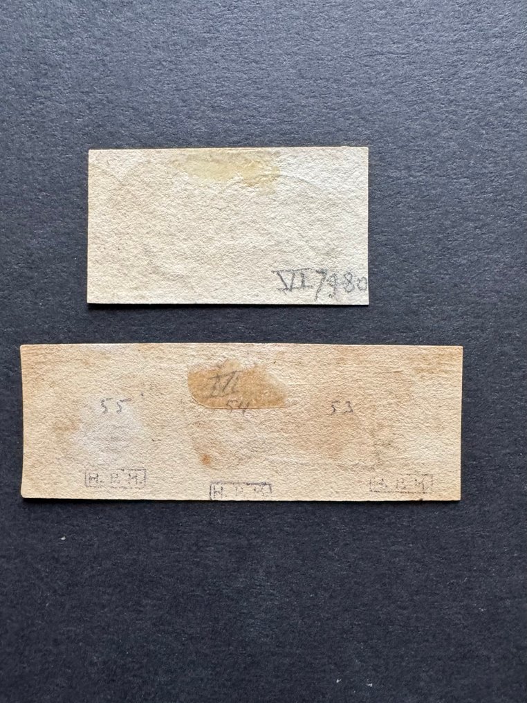 荷兰 1852 - 威廉三世国王一对和三块漫画。 #1.0