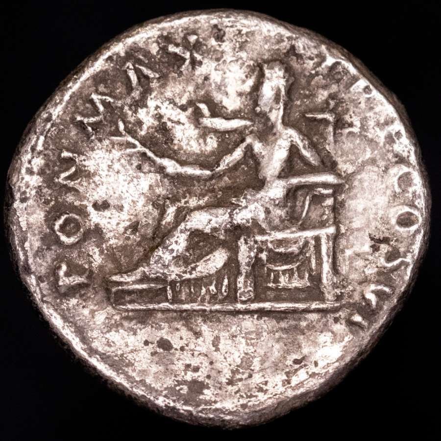 Ρωμαϊκή Αυτοκρατορία. Vespasian (AD 69-79). Denarius Rome mint, 69-79 A.D. PON MAX TR P COS VI, Pax seated left holding branch. (χωρίς τιμή ασφαλείας) #1.0