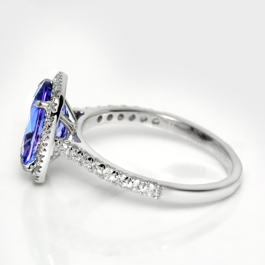 Nincs minimálár - Gyűrű - 14 kt. Fehér arany, HRD 2,63 ct intenzív kék -  3.10ct. tw. Tanzanit - Gyémánt #3.2