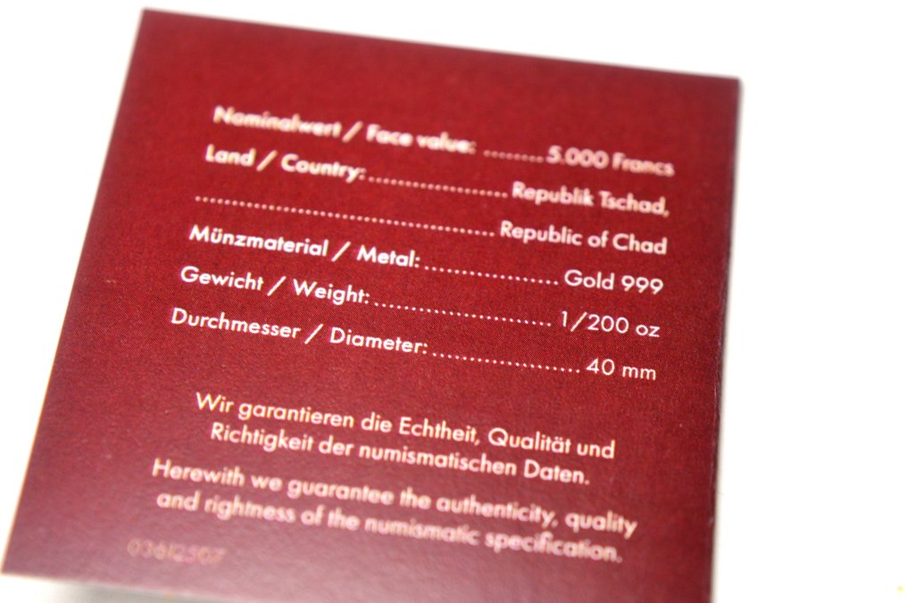 Chad. 5000 Francs 2023 American Buffalo - Bullion Coins of the World - 1/200oz (.999) (No reserve price) #4.3