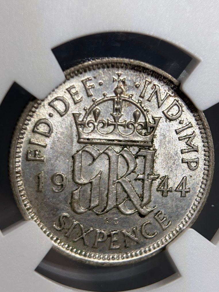 Ηνωμένο Βασίλειο. George VI. 6 Pence 1944 NGC MS62  (χωρίς τιμή ασφαλείας) #1.0
