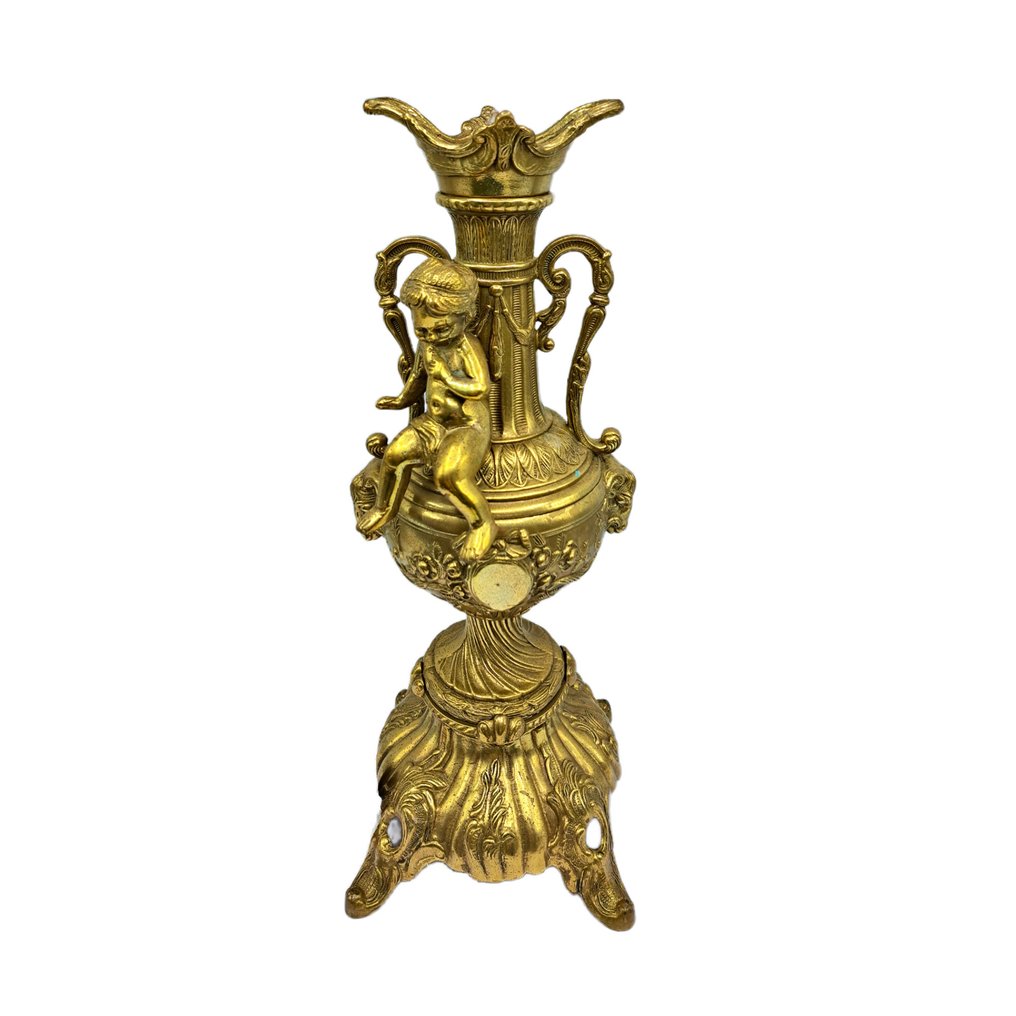 Castiçal Castiçal Putto com 2 Ramskoppen - 42cm - 5 kg - Latão #1.0