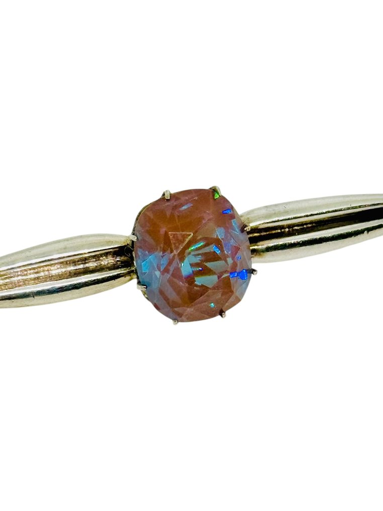 Silber - Brosche - Saphirette Stein, Art Deco #2.1