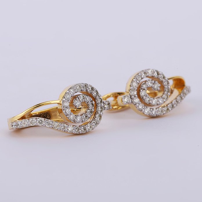 χωρίς τιμή ασφαλείας - Σκουλαρίκια Huggie - 14 καράτια Κίτρινο χρυσό -  0.36ct. tw. Διαμάντι (Φυσικό) - Χρυσά Διαμαντένια Σκουλαρίκια #1.0