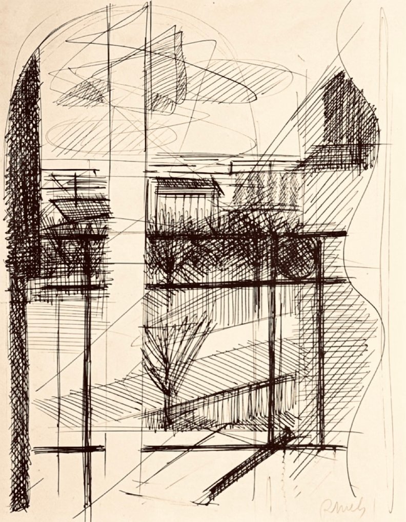 René Mels ( 1909-1977) - Composition rythmique vers 1950 #2.1