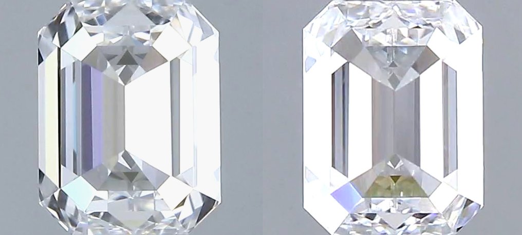 No reserve price - 2 pcs Diamond  (Natural)  - 1.00 ct - Emerald - D (colourless) - IF - Gemological Institute of America (GIA) - *Matching Pair* #3.2