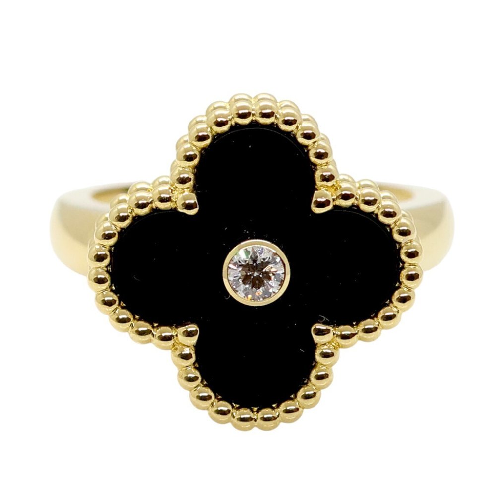 Van Cleef & Arpels - 戒指 - Vintage Alhambra - 18 克拉 黃金 - 钻石 / 玛瑙 #1.0