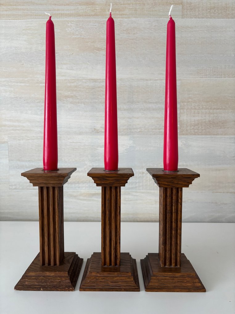 Meubelfabriek Oisterwijk - Candlestick Amsterdam School design of the 1920s (3) - Oak #1.0