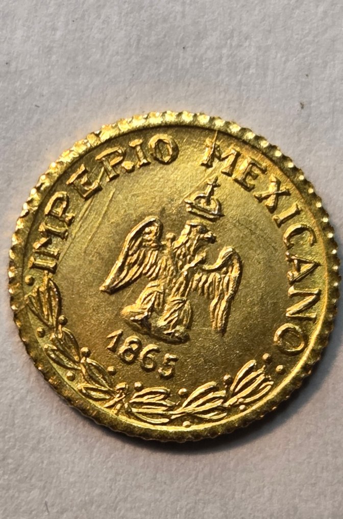 Mexico. La moneta un Peso "or fantaisie" di Massimiliano I del Messico, datato 1865  (No reserve price) #1.0