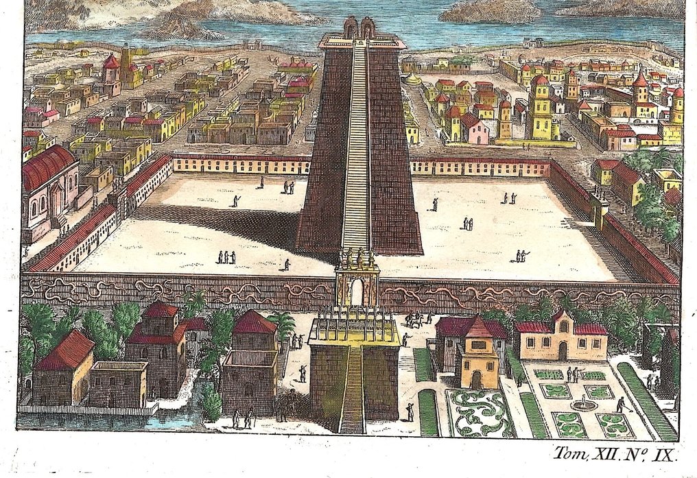 Mexico - Templo Mayor, Mexico City; N. Bellin - Grand Temple Mexico - 1751-1760 #2.1