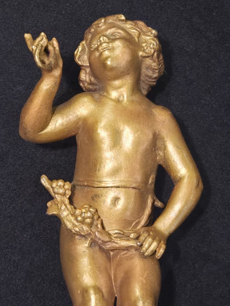 Scultura, Antico Angelo XIX - 19 cm - Metallo #1.0