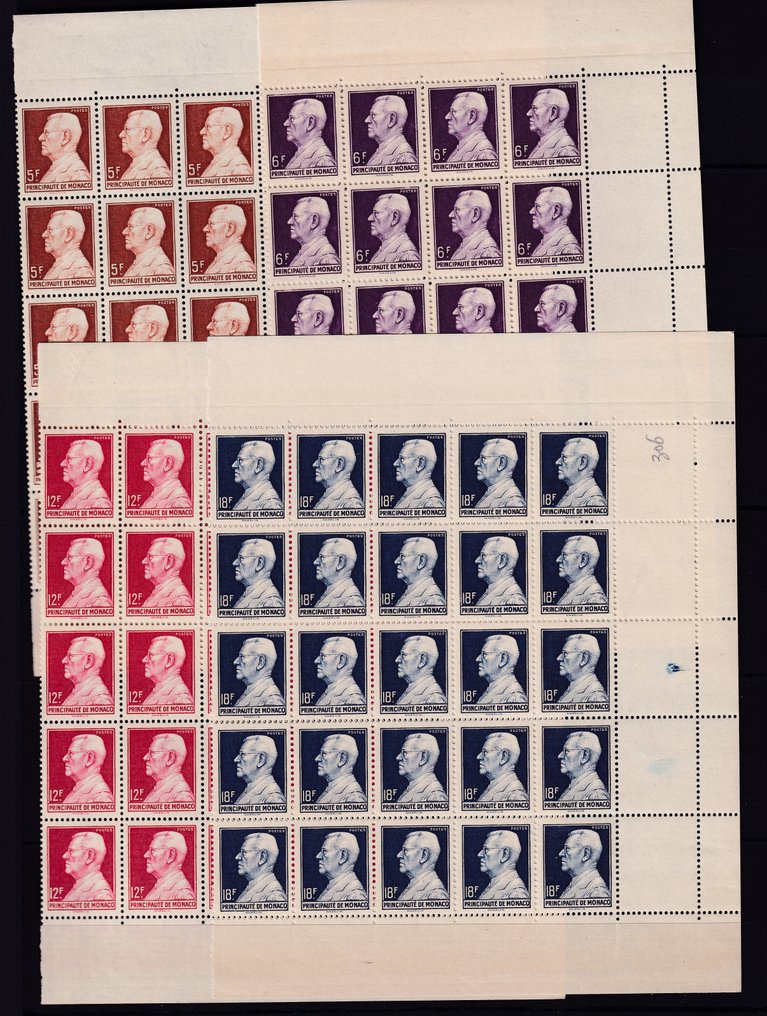 Monaco 1948/1949 - Wert 700 €, Briefmarkensammlung - Yvert n°303/306 #1.0