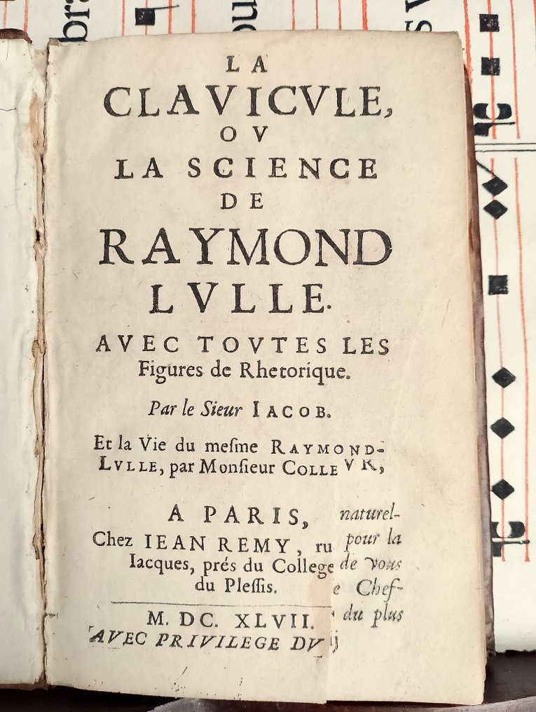 LULLE, Raymond - La clavicule ou Science de Raymond Lulle... occultisme esoteric book - 1647 #1.0