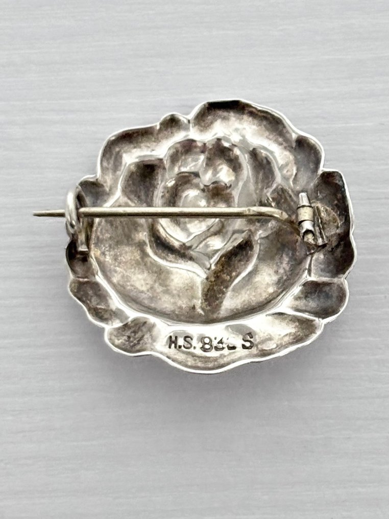 沒有保留價 - Hermann Siersbol - 胸針 銀 - 玫瑰花卉图案 #2.1
