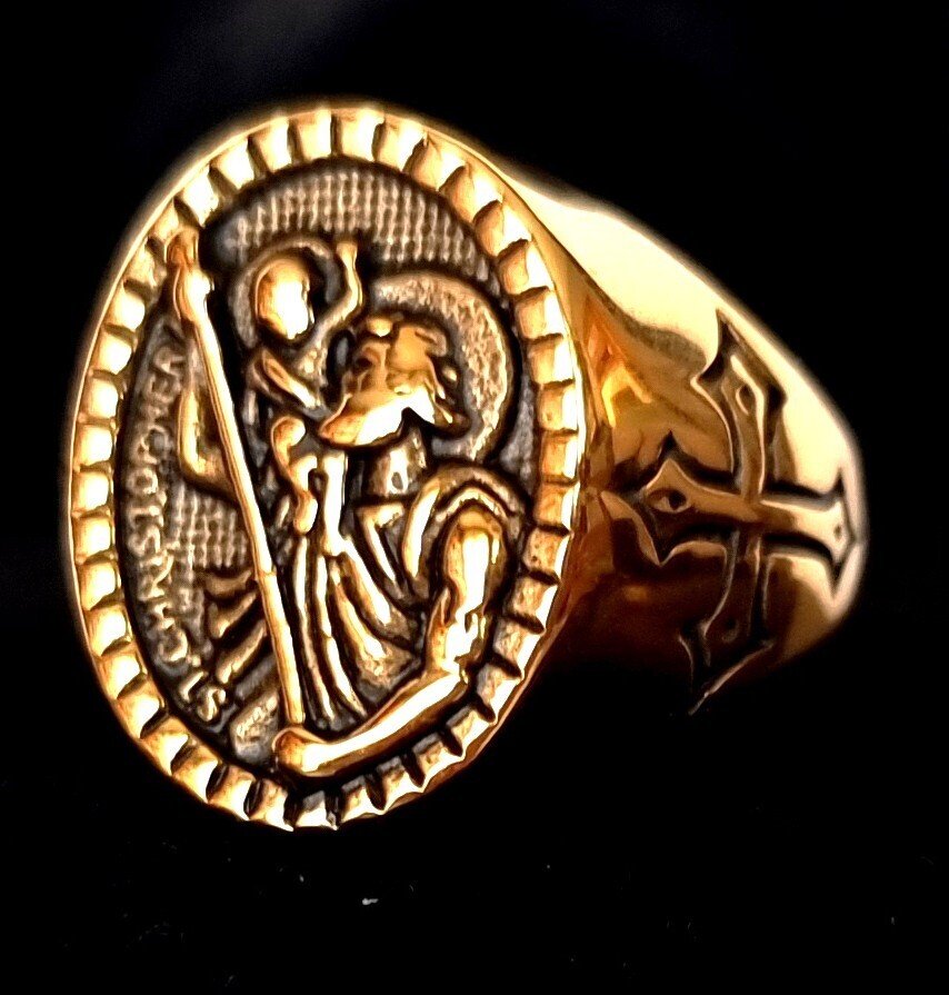 圣克里斯托弗骑士戒指——十字架，抵御世界危险的灵魂守护者 - 戒指 #1.0