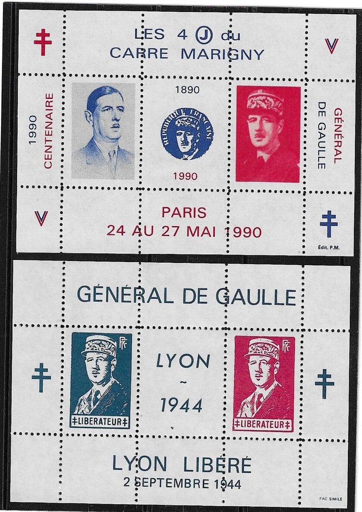 法国 1990 - 高卢将军与里昂百年纪念纪念册 1944 - Mayer #1.0