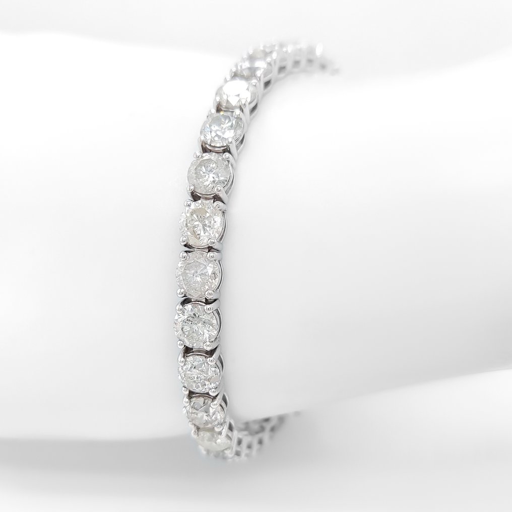 手鈪 - 14 克拉 白金 -  17.55ct. tw. 鉆石 (天然) #4.3