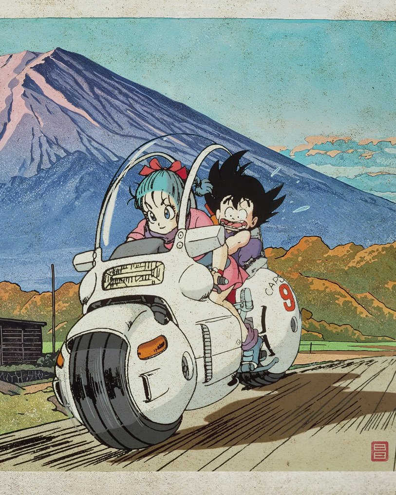 Kodo88 Giclée - Bulma & Goku: Autumn at Funatsu 河口湖・舟津の秋 – Limited Edition (6/10) – Hand Signed #1.0