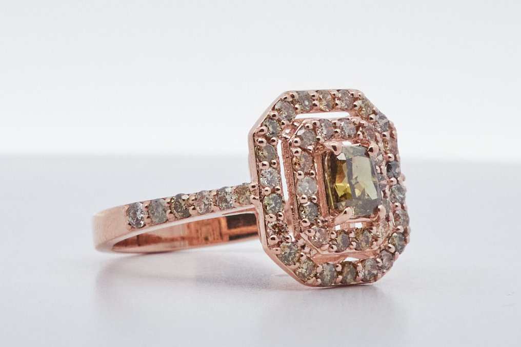 沒有保留價 - 戒指 - 14 克拉 玫瑰金 - 1.20ct. tw. 鉆石 (天然彩色) #1.0