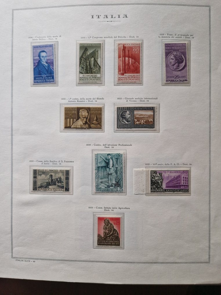 Ιταλία 1954/1979 - Ιταλία Δημοκρατία. Ολοκληρωμένες σειρές 1954/79 (χωρίς Gronchi Rosa), άθικη γόμα. Σε άλμπουμ και #3.2