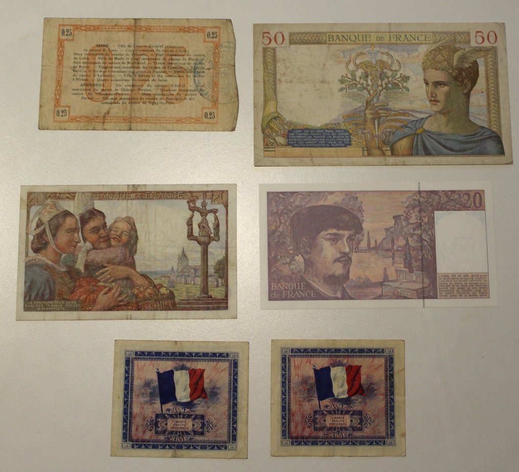 Francia. - 12 Banknotes - Various Dates  (Senza prezzo di riserva) #4.3