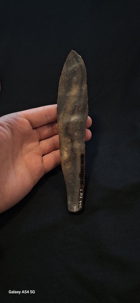 Νεολιθική Πυρόλιθος Υπέροχο διπλής όψης μαχαίρι από πολύχρωμο σίλικα Jasper από τη Γαλλία, περιοχή του Παρισιού, νομός - 185 mm #1.0