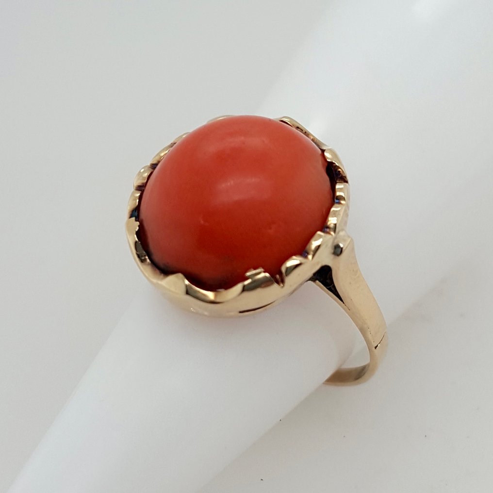 Δαχτυλίδι - 14 καράτια Κίτρινο χρυσό Κοράλλι αίματος #2.1