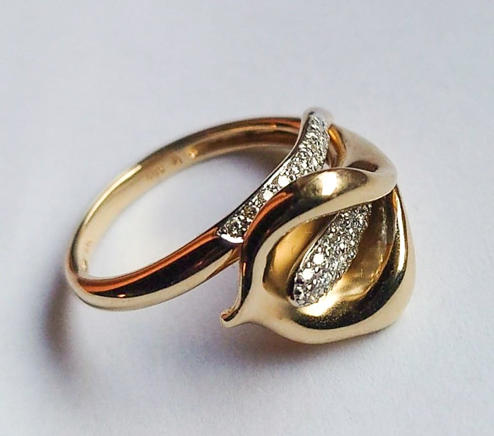 鸡尾酒戒指 - 14K包金 玫瑰金 -  0.20ct. tw. 钻石 (天然)  - 钻石 #1.0