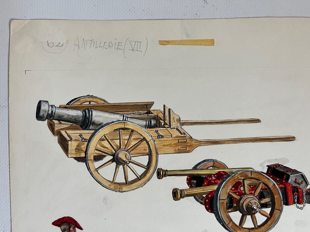 Funcken, Fred & Liliane - 1 Original colour drawing - L'Uniforme et les armes - L'artillerie - 1969 #3.2
