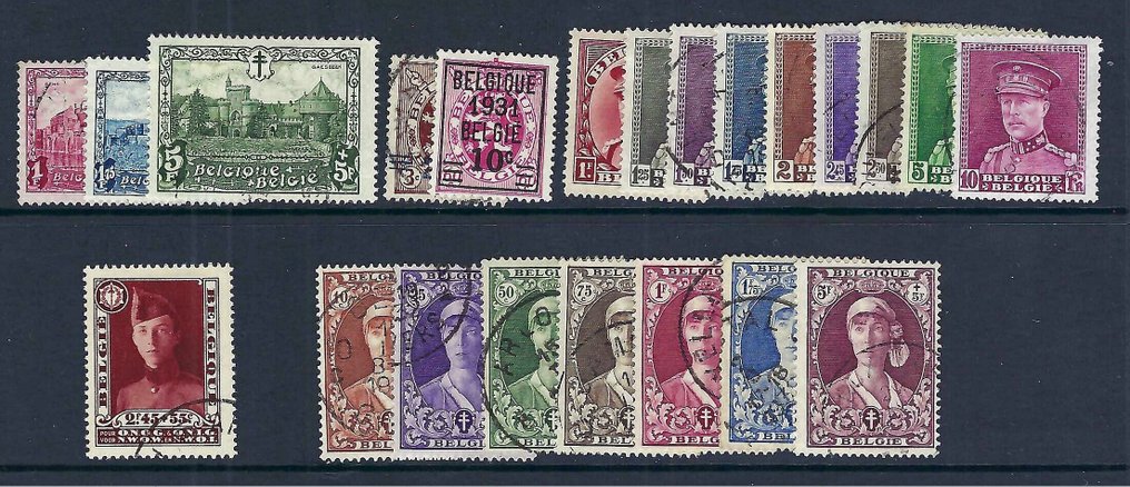 比利時 1929/1931 - 完整的，1929-1931年期间没有块，但有块印章。 - OBP/COB 273/332 #3.2