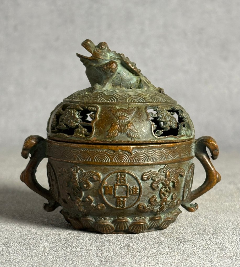 Bruciatore di incenso rana - Bronzo - Cina - Fine XX secolo #1.0