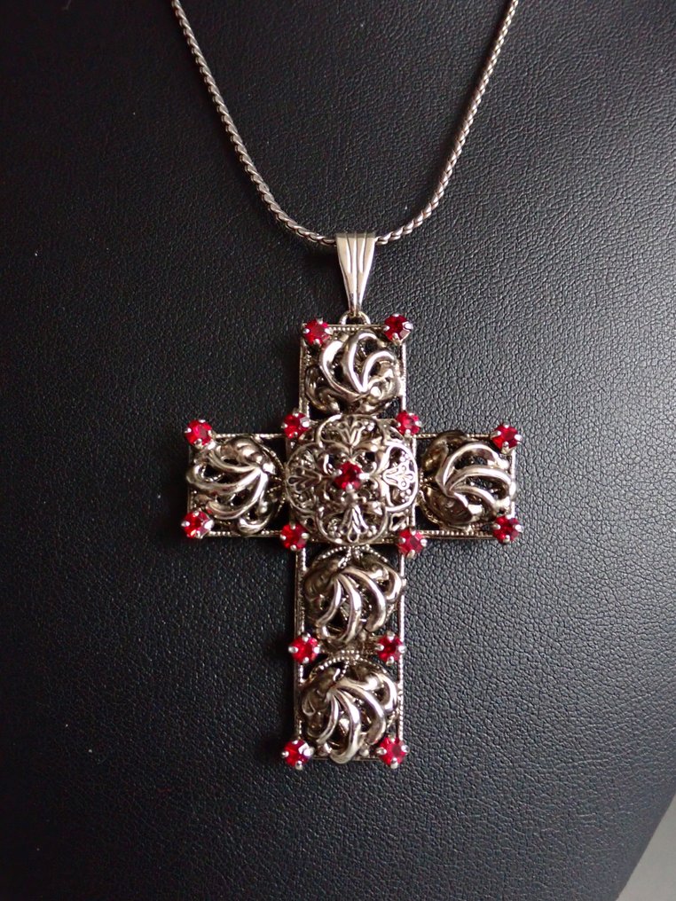 Placat cu argint - Colier cu pandantiv - Art Nouveau Kruis #1.0