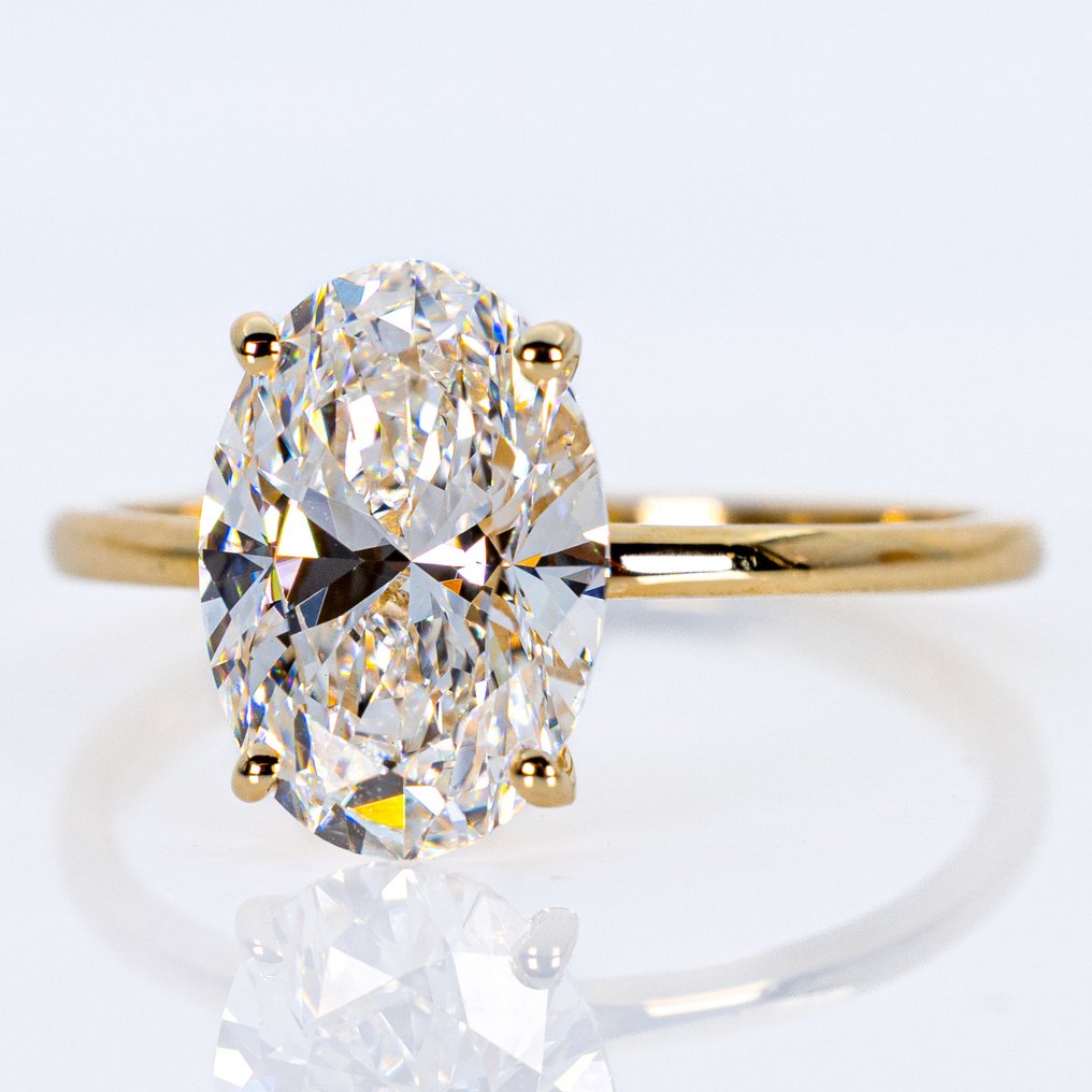 No reserve price - Engagement ring - 18 kt. Yellow gold -  3.02ct. tw. Diamond (Lab-grown) - E VVS2 IGI #4.3