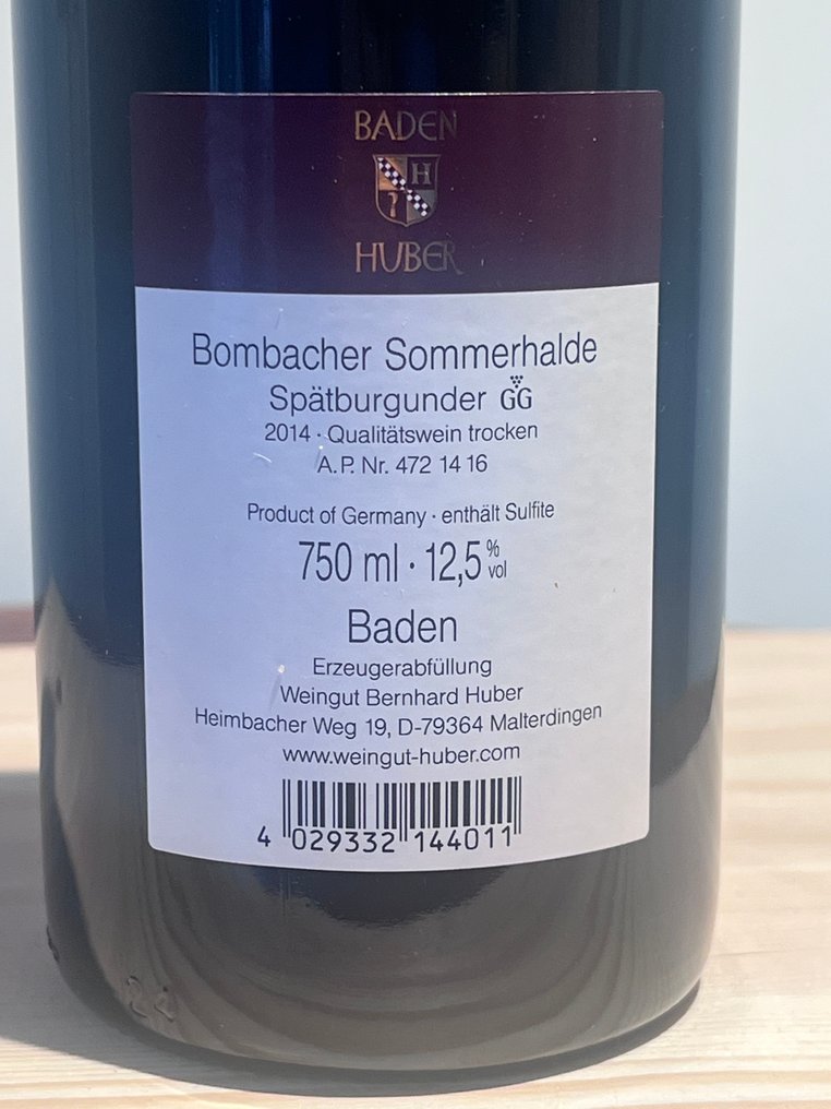 2014 , 2015 Bernhard Huber, Sommerhalde - Baden Grosses Gewächs - 2 Pullot (0.7 L) #3.2