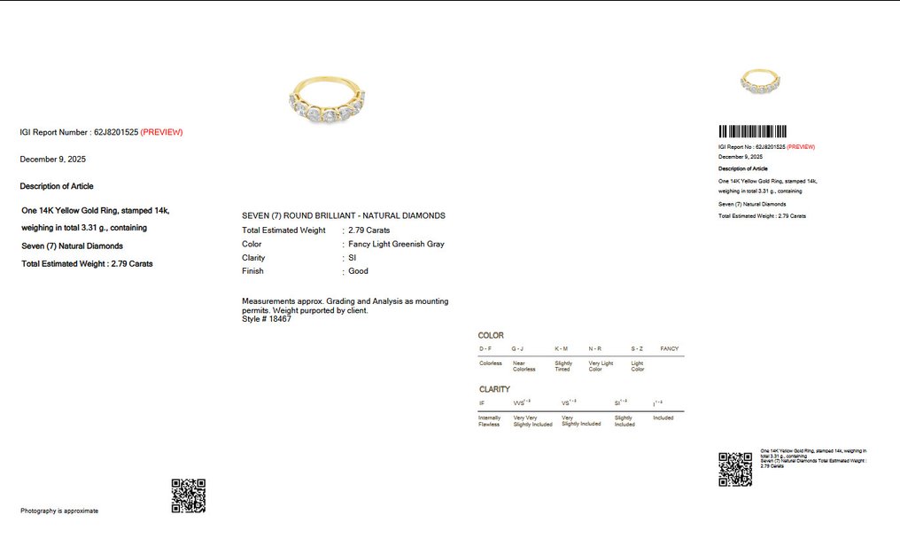 Sem preço de reserva - Anel - 14 K Ouro amarelo -  2.79ct. tw. Diamante (Colorido natural) - IGI #2.1