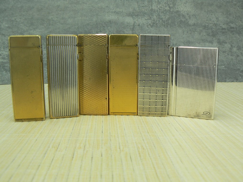 S.T. Dupont - Lot de 6 briquets ( 5 briquets Dunhill & 1 briquet Dupont ) - Accendino tascabile - Placcato oro o placcato argento. #2.1
