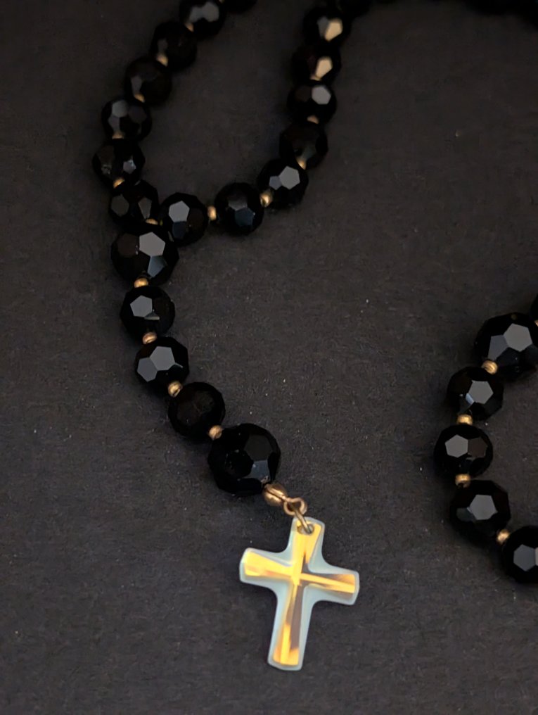 Statue, Rozenkrans geheel gemaakt met Swarovski stenen - 32 cm - Crystal #3.2