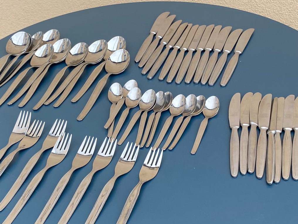 Zani Inox - 18/10 - Σετ μαχαιροπίρουνων για 12 (55) - Χάλυβας - Σχέδιο με πέρλες #2.1