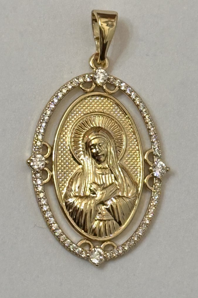 非洲苏吉利塔配以“圣母玛利亚”。高品质AAA。神圣的纯洁。 - 吊坠项链 - Con cierra de Plata 925 #3.2