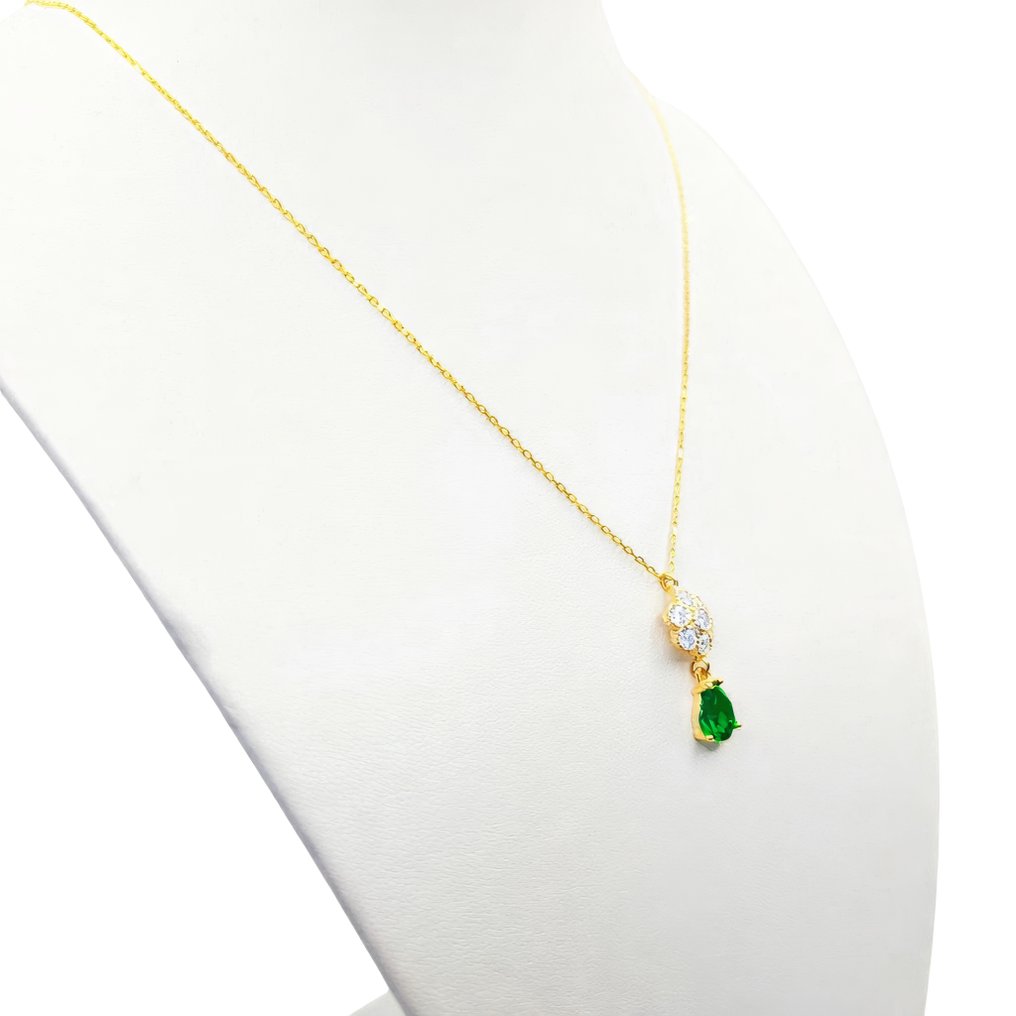 Sans prix de réserve - Collier Argent, Plaqué or, 18 kt. Émeraude - Saphir - 6,40 Kt. #4.3