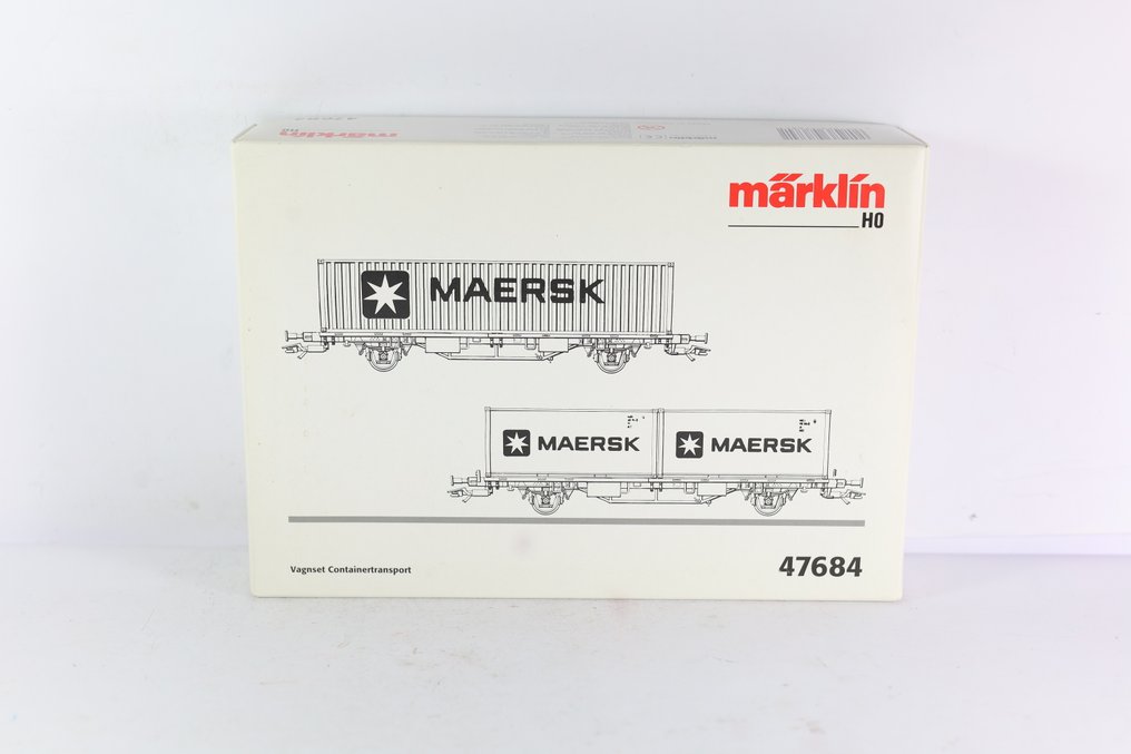 Märklin H0 - 47684 - Modelltog godsvogn-sett (1) - Sett med to containervogner 'Maersk' - DSB #1.0