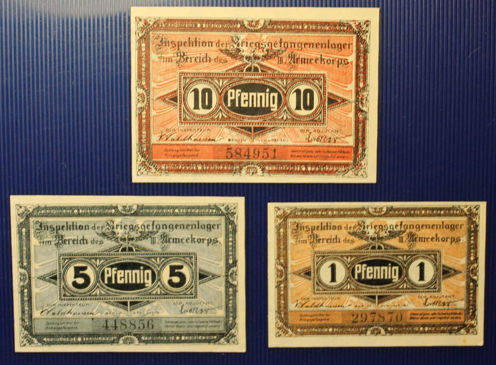 Alemanha. - 11 banknotes - POW  - Various German Camps 1917  (Sem preço de reserva) #3.2