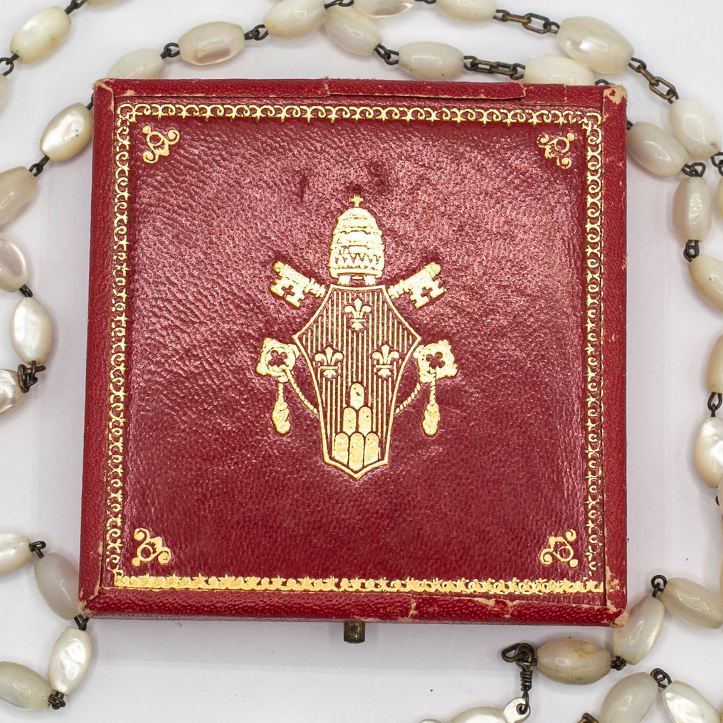  Rosary - Madreperla - 1940-1950 - Case with Papal coat of arms - Paul VI  #1.0