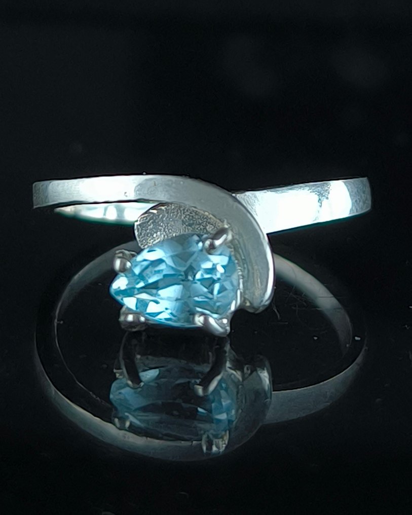 Akvamarin - Sølv - Ring - Sterlingsølv #1.0