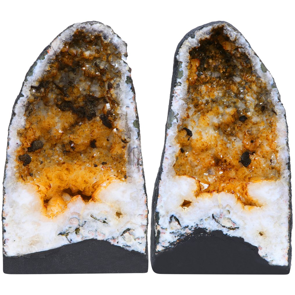No Reserve - Vivid Citrine - Matched Pair Geode - 34x20x16 cm- 22 kg #1.0