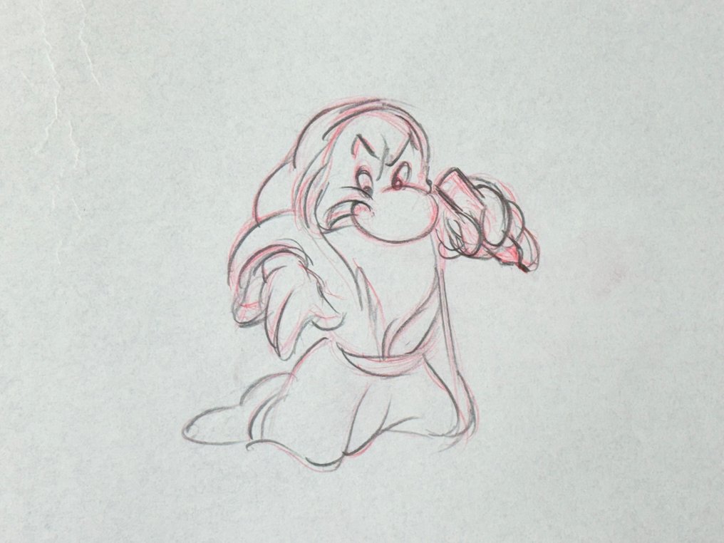 Walt Disney - Animationstegning af Grumpy (1937) - Snow White & The Seven Dwarfs #4.3