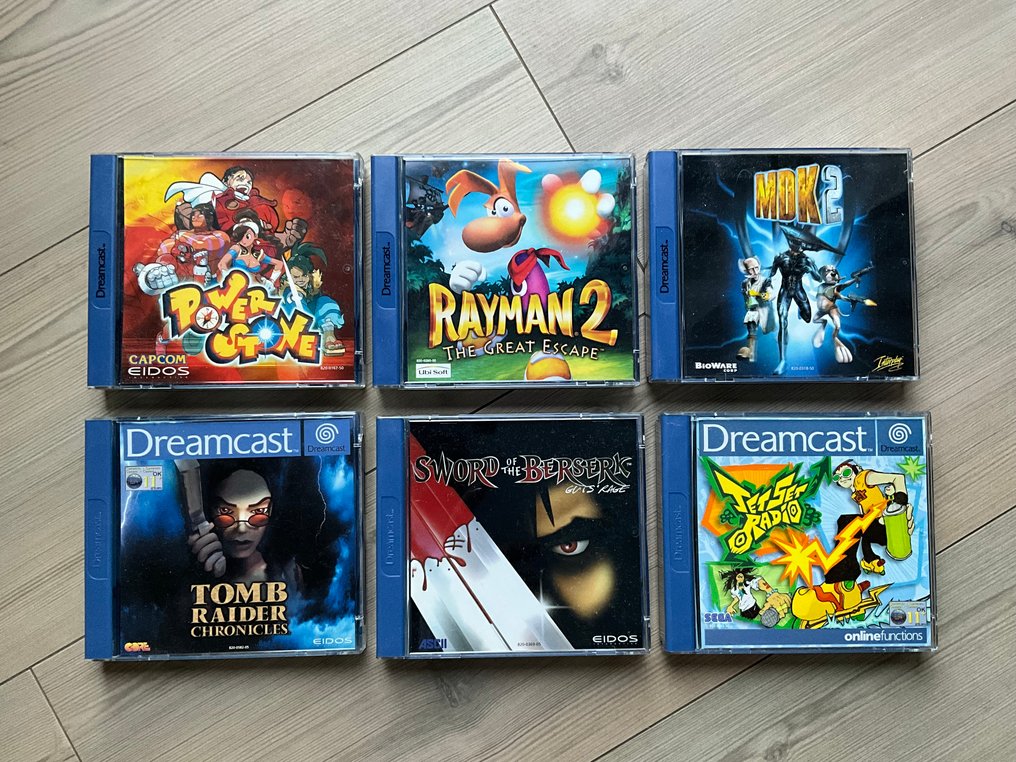 Sega, Capcom - Dreamcast - Power Stone; Rayman 2: The Great Escape; MDK2; Tomb Raider Chronicles; Sword of the Berserk: Guts' - 电子游戏 - 带原装盒 #1.0